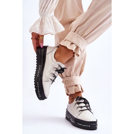 S.Barski Lacquered Chantal Beige Sports Shoes 2