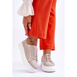 S.Barski Leather Sports Shoes On Chunky Platform Beige Montigo 1 S.Barski Leather Sports Shoes On Chunky Platform Beige Montigo 1