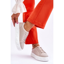 S.Barski Leather Sports Shoes On Chunky Platform Beige Montigo 2 S.Barski Leather Sports Shoes On Chunky Platform Beige Montigo 2