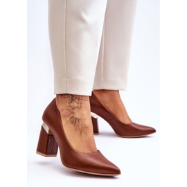 Lewski Shoes Leather Pumps Lewski 3117 Brown 4