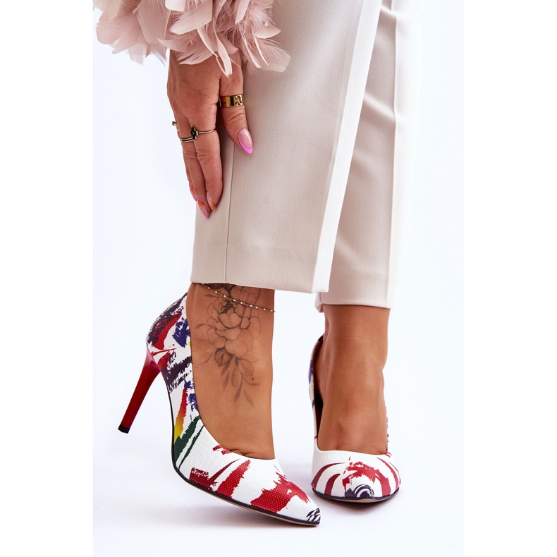 Lewski Shoes Fashionable Leather High Heels Leski Shoes 2659 White and Red 1 Lewski Shoes Fashionable Leather High Heels Leski Shoes 2659 White and Red 1