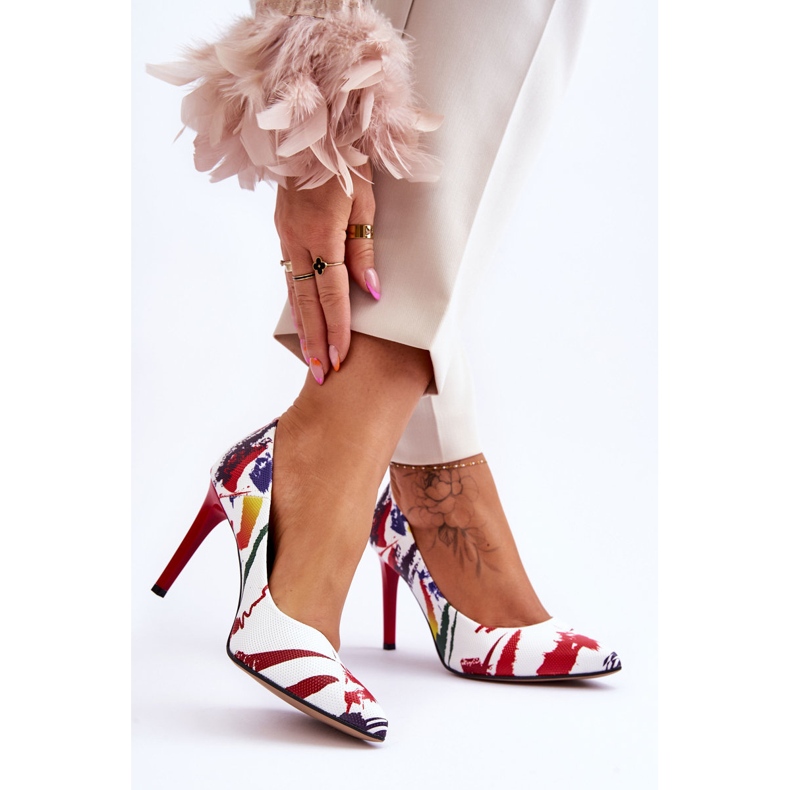 Lewski Shoes Fashionable Leather High Heels Leski Shoes 2659 White and Red 2 Lewski Shoes Fashionable Leather High Heels Leski Shoes 2659 White and Red 2