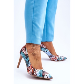 Lewski Shoes Fashionable Leather High Heels Leski Shoes 2659 Green-Blue multicolored 2