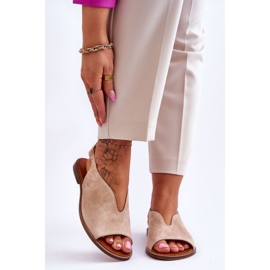 Women's Suede Sandals Lewski Shoes 3220/X Beige 1