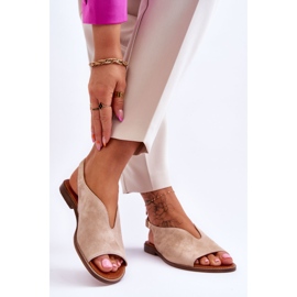 Women's Suede Sandals Lewski Shoes 3220/X Beige 2