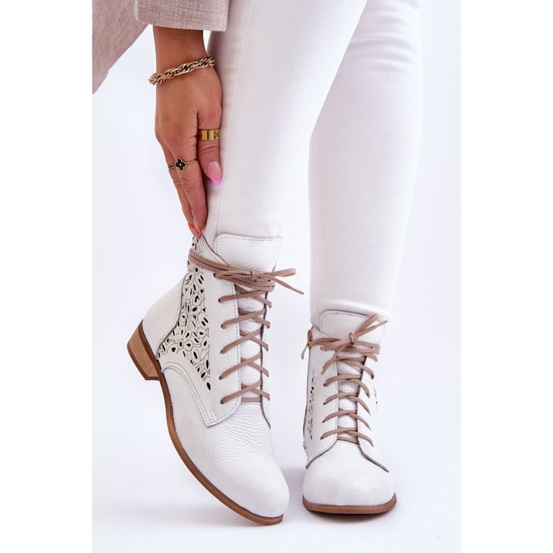 Lewski Shoes Women's Leather Zipper Boots Left Shoes 3186 White Peas 1 Lewski Shoes Women's Leather Zipper Boots Left Shoes 3186 White Peas 1