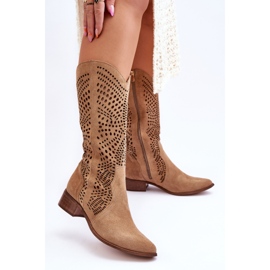 Lewski Shoes Suede Cowboy Boots Before The Knee Leewski Shoes 3305 Beige brown 2 Lewski Shoes Suede Cowboy Boots Before The Knee Leewski Shoes 3305 Beige brown 2