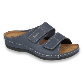 Inblu women's leather slippers 158d106 navy blue 1