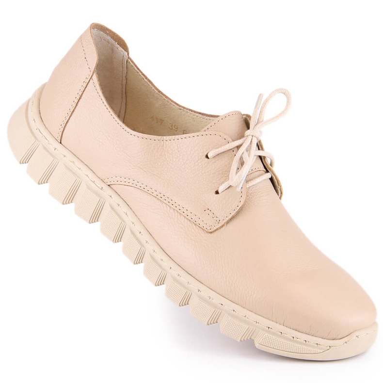 Comfortable leather shoes for women, light beige Helios 417 1 Comfortable leather shoes for women, light beige Helios 417 1