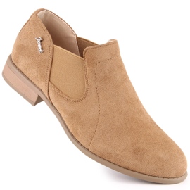 Women's beige suede slip-on shoes Jezzi ASA142-26A 1