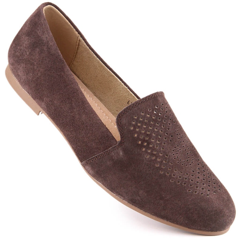 Leather suede comfortable slip-on shoes brown S.Barski LR29515 1