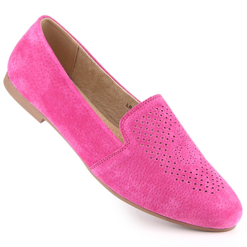 Leather suede comfortable slip-on shoes fuchsia S.Barski LR29515 pink 1