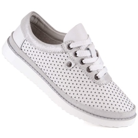 Leather comfortable women's sport shoes white S.Barski LR29558 1