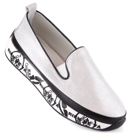 S.Barski LR29050 leather comfortable slip-on shoes for women silver 1 S.Barski LR29050 leather comfortable slip-on shoes for women silver 1