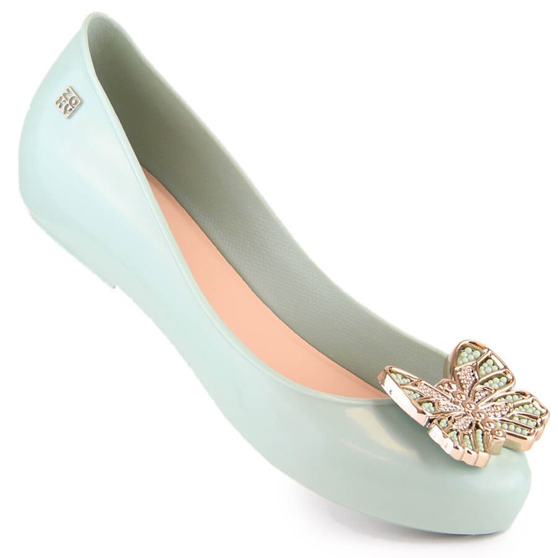Comfortable fragrant elastic ballerinas with a green butterfly Zaxy LL285017 1