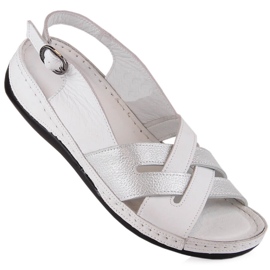Women's flat white leather sandals T.Sokolski L22-521 2 Women's flat white leather sandals T.Sokolski L22-521 2