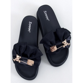 BM Teddy Black platform slippers with teddy bear 1