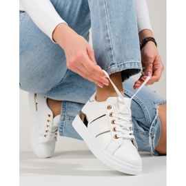 White and gold women's sports shoes Shelovet sneakers 1