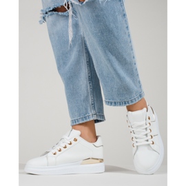 White and gold women's sports shoes Shelovet sneakers 2