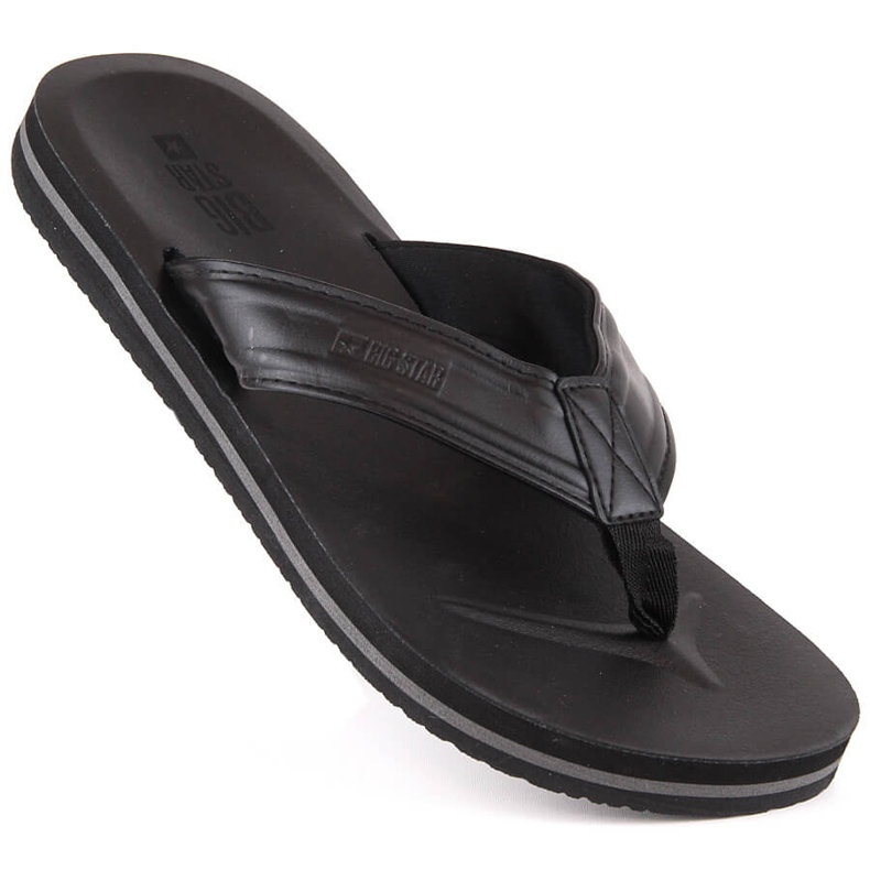 Men's flip-flops made of ecological leather black Big Star LL174605 2 Men's flip-flops made of ecological leather black Big Star LL174605 2