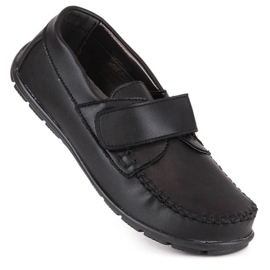 Boys formal shoes moccasins with velcro black Kornecki 6804 1