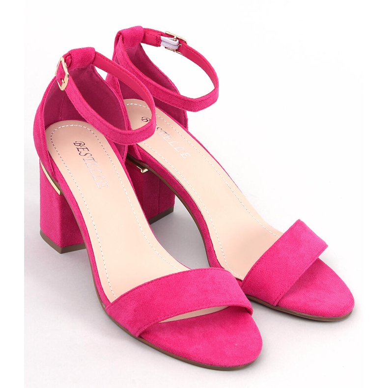 BM Dicarlo Fuchsia suede heeled sandals pink 1