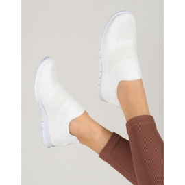 Shelovet white openwork fabric sports shoes 1