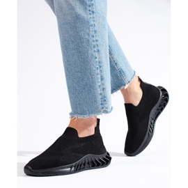 Shelovet black textile sports shoes 2