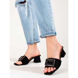 Women's fabric slides on a low heel Shelovet black 1