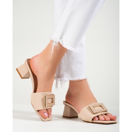 Women's slippers with a low heel Shelovet beige 1