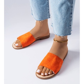 Orange elegant slippers from Coulombe 1
