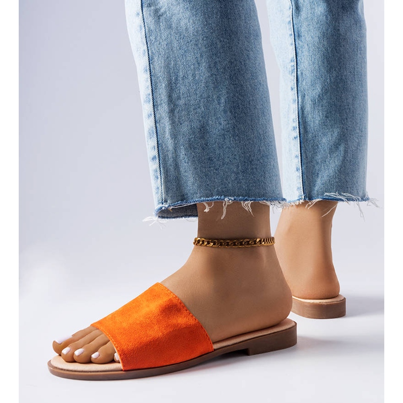 Orange elegant slippers from Coulombe 2