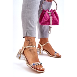 S.Barski Women's High Heel Sandals With Crystals, Gold golden 7 S.Barski Women's High Heel Sandals With Crystals, Gold golden 7
