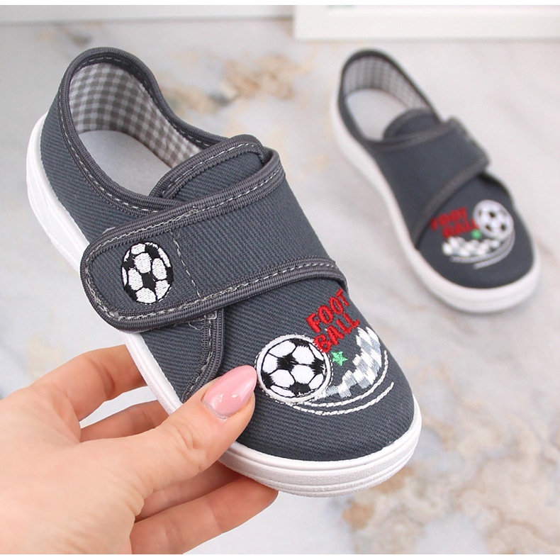 Nazo N019BFW velcro school boy sneakers slippers grey 1