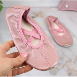 Girls' leather ballet shoes for dancing with rubber bands pink Nazo NB02 1