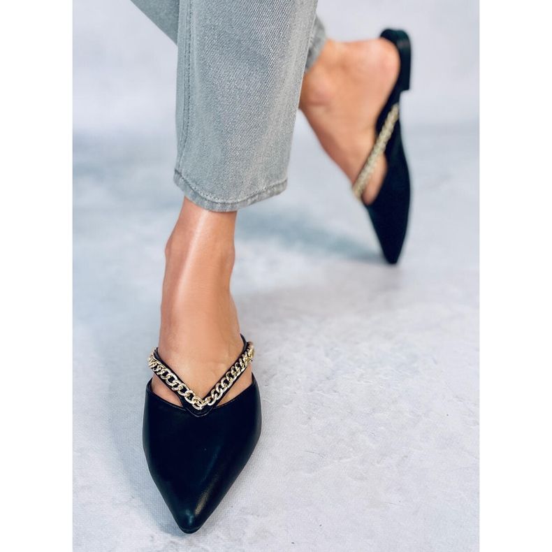 Seastar Monata Black slippers with chain 1