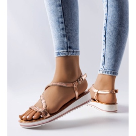 Pink sandals decorated with Orville rhinestones 1