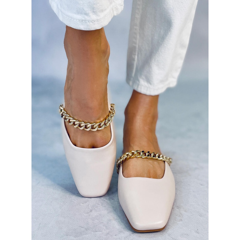 Seastar Chiara Beige slippers with chain 1
