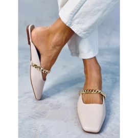 Seastar Chiara Beige slippers with chain 2