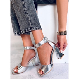 Seastar Ellen Silver heeled sandals with belt 1