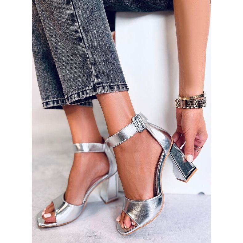 Seastar Ellen Silver heeled sandals with belt 1