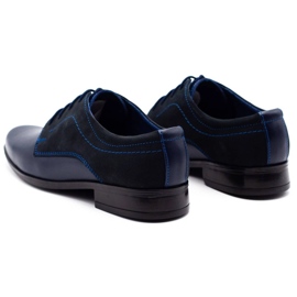 Olivier Navy boys' leather boys with nubouk blue 4