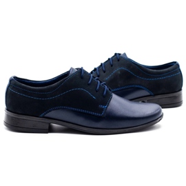 Olivier Navy boys' leather boys with nubouk blue 3