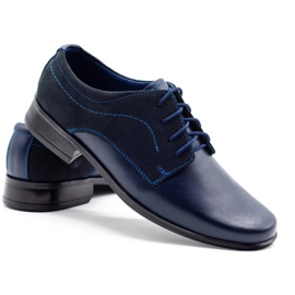 Olivier Navy boys' leather boys with nubouk blue 2