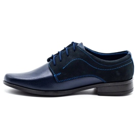 Olivier Navy boys' leather boys with nubouk blue 1
