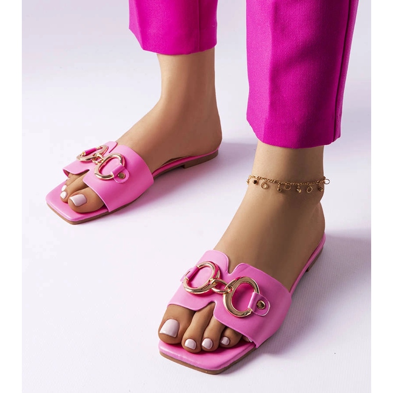 Pink elegant slides with chain from Corbin 1