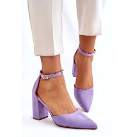 Seastar Purple Lexie Suede Heel Pumps 2