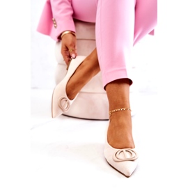 Women's suede Ballerinas with light beggar beige 4