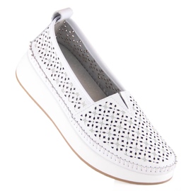 Filippo DP4555 white openwork leather slip-on shoes 1