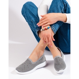 Gray fabric slip-on shoes with studs from T.Sokolski grey 1
